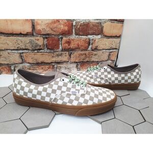 Men's Vans Authentic Checkerboard Grey White Gum sneakers Size 12 Old Skool Knu